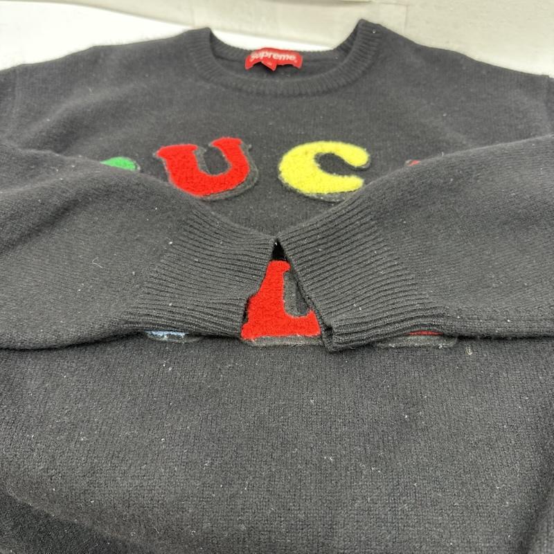シュプリーム Supreme ニット、セーター 長袖 21SS Jamie Reid Fuck All Sweater クルーネック ニット ワッペン M 黒 / ブラック / black メンズ USED 古着 中古 50158916