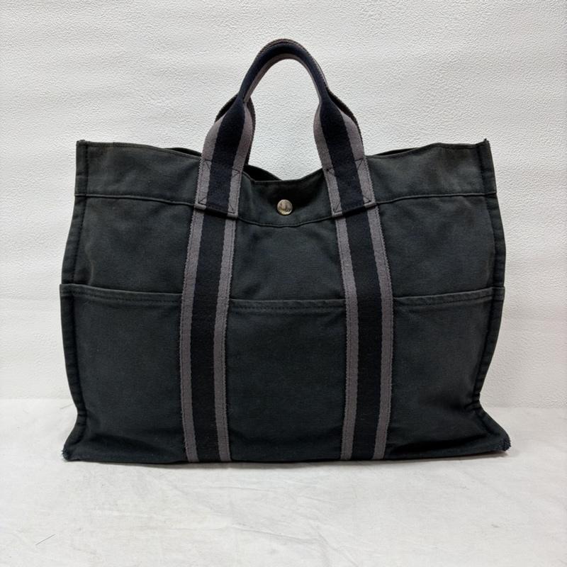 エルメス HERMES トートバッグ トートバッグ フールトゥMM トートバッグ キャンバス - 無地 黒 / ブラック / black X チャコールグレー / チャコールグレー / レディース USED 古着 中古 50158945