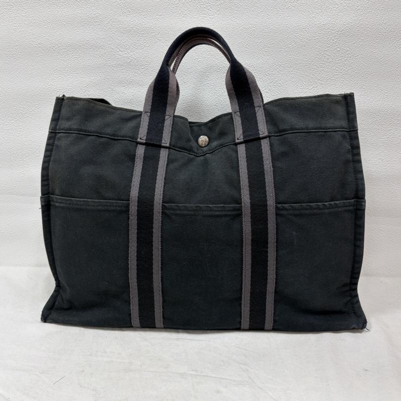 エルメス HERMES トートバッグ トートバッグ フールトゥMM トートバッグ キャンバス - 無地 黒 / ブラック / black X チャコールグレー / チャコールグレー / レディース USED 古着 中古 50158945