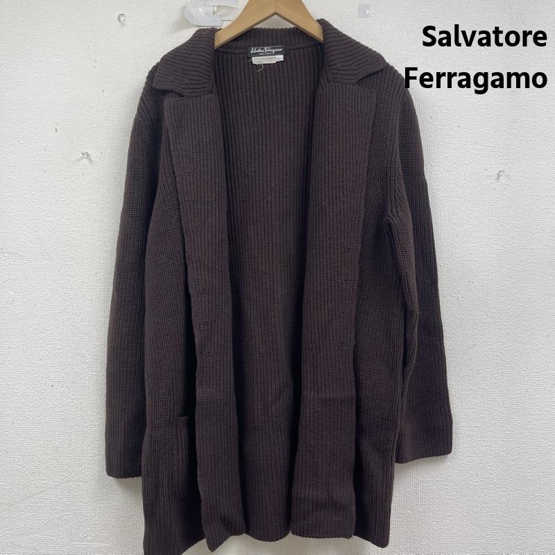 サルヴァトーレフェラガモ Salvatore Ferragamo カーディガン 長袖 リブニット ウール ロング ボタンレス カーディガン L 茶 / ブラウン / brown レディース USED 古着 中古 50158950