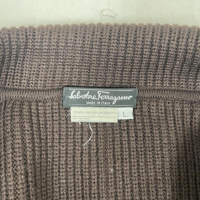 サルヴァトーレフェラガモ Salvatore Ferragamo カーディガン 長袖 リブニット ウール ロング ボタンレス カーディガン L 茶 / ブラウン / brown レディース USED 古着 中古 50158950