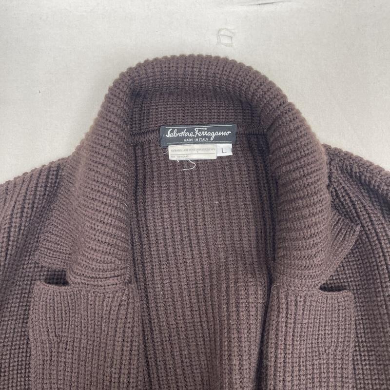 サルヴァトーレフェラガモ Salvatore Ferragamo カーディガン 長袖 リブニット ウール ロング ボタンレス カーディガン L 茶 / ブラウン / brown レディース USED 古着 中古 50158950