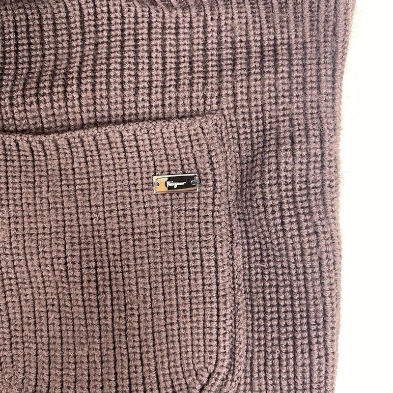 サルヴァトーレフェラガモ Salvatore Ferragamo カーディガン 長袖 リブニット ウール ロング ボタンレス カーディガン L 茶 / ブラウン / brown レディース USED 古着 中古 50158950