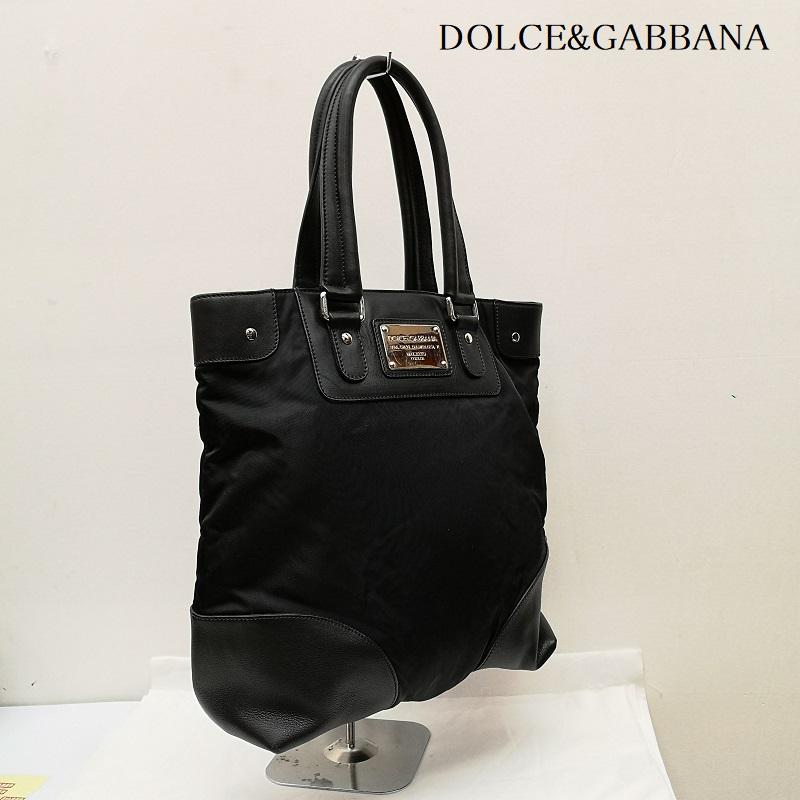 ドルチェアンドガッバーナ DOLCE&GABBANA トートバッグ トートバッグ トートバッグ ナイロン レザー ロゴプレート - 黒 / ブラック / black メンズ USED 古着 中古 50158967