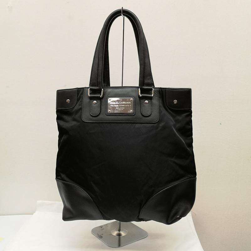 ドルチェアンドガッバーナ DOLCE&GABBANA トートバッグ トートバッグ トートバッグ ナイロン レザー ロゴプレート - 黒 / ブラック / black メンズ USED 古着 中古 50158967