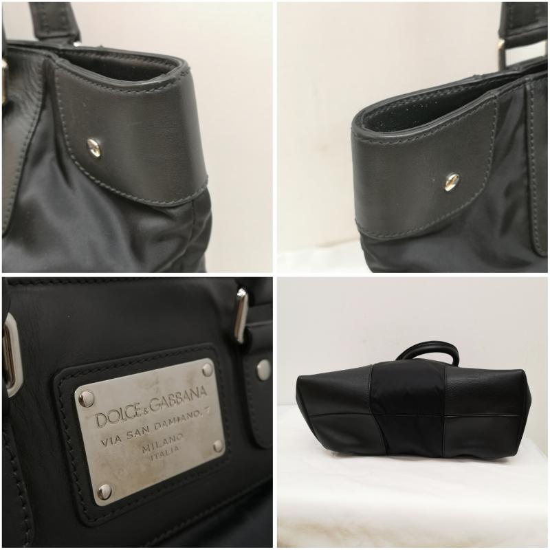 ドルチェアンドガッバーナ DOLCE&GABBANA トートバッグ トートバッグ トートバッグ ナイロン レザー ロゴプレート - 黒 / ブラック / black メンズ USED 古着 中古 50158967
