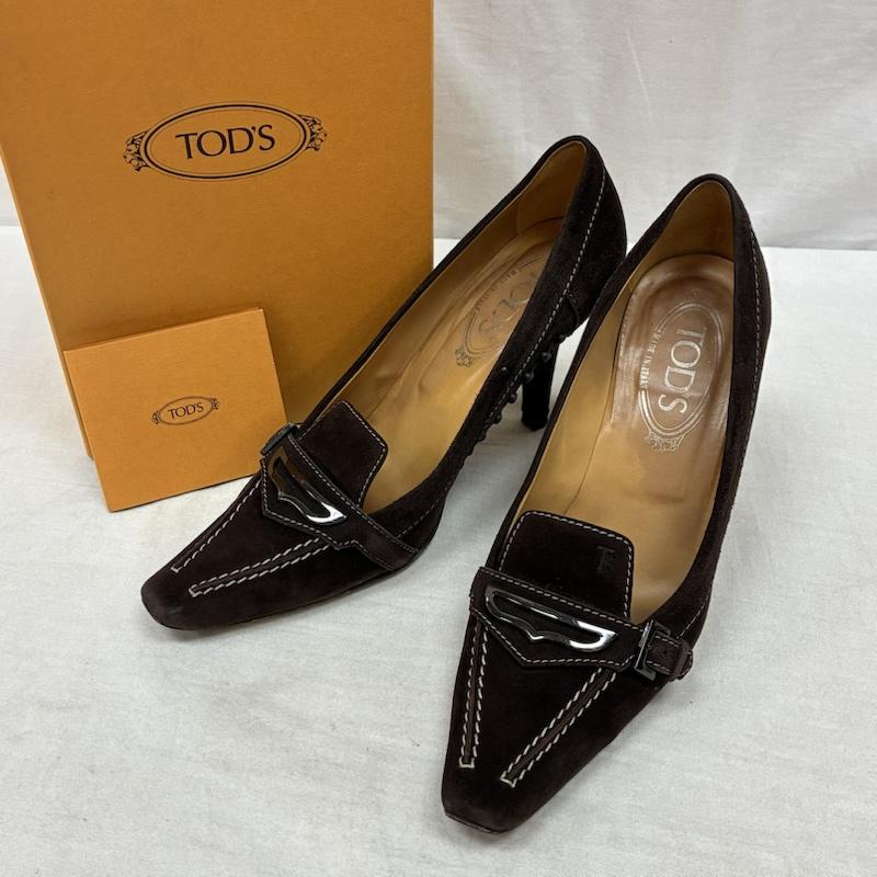 トッズ TOD S パンプス パンプス ブラウン スエード ヒール ストラップ パンプス 37 24.0cm レディース USED 古着 中古 50158987