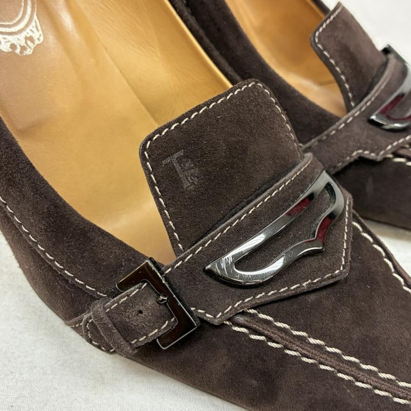 トッズ TOD S パンプス パンプス ブラウン スエード ヒール ストラップ パンプス 37 24.0cm レディース USED 古着 中古 50158987