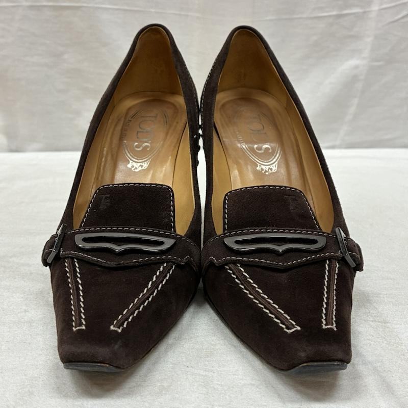 トッズ TOD S パンプス パンプス ブラウン スエード ヒール ストラップ パンプス 37 24.0cm レディース USED 古着 中古 50158987