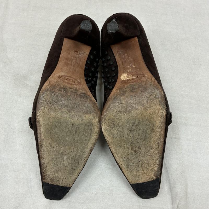 トッズ TOD S パンプス パンプス ブラウン スエード ヒール ストラップ パンプス 37 24.0cm レディース USED 古着 中古 50158987