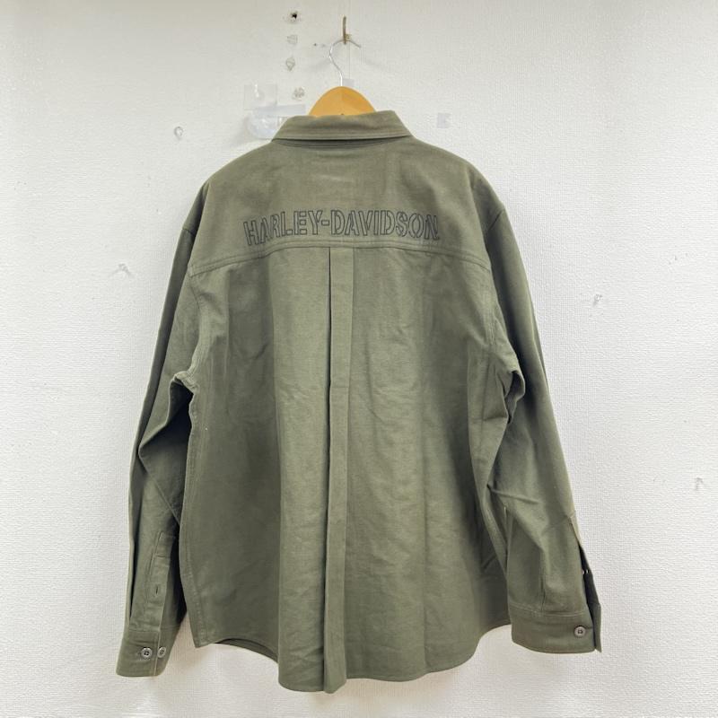 ハーレーダビッドソン Harley-Davidson シャツ、ブラウス 長袖 長袖シャツ 刺繍 ロゴ バッグ プリント 巨大 グラフィック XL カーキオリーブ / カーキオリーブ / メンズ USED 古着 中古 50159042