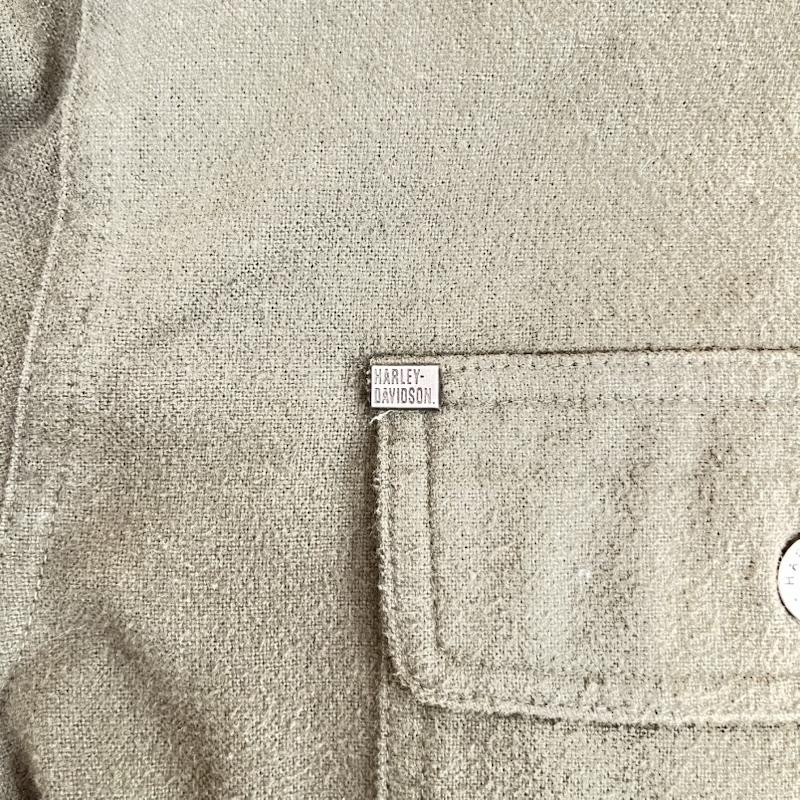ハーレーダビッドソン Harley-Davidson シャツ、ブラウス 長袖 長袖シャツ 刺繍 ロゴ バッグ プリント 巨大 グラフィック XL カーキオリーブ / カーキオリーブ / メンズ USED 古着 中古 50159042