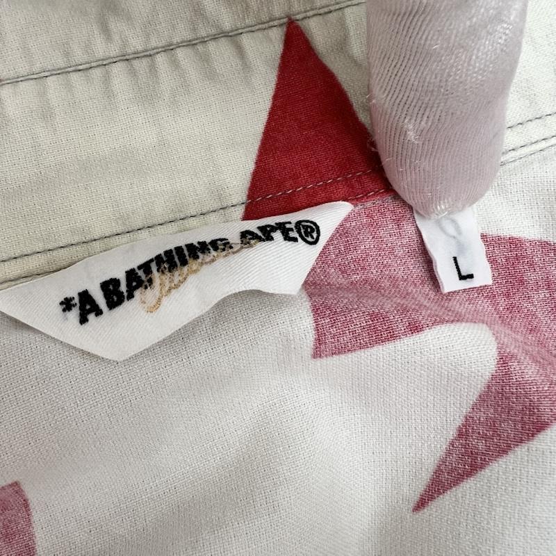 アベイシングエイプ A BATHING APE シャツ、ブラウス 半袖 BAPE STA スター 総柄 半袖 シャツ L メンズ USED 古着 中古 50159052