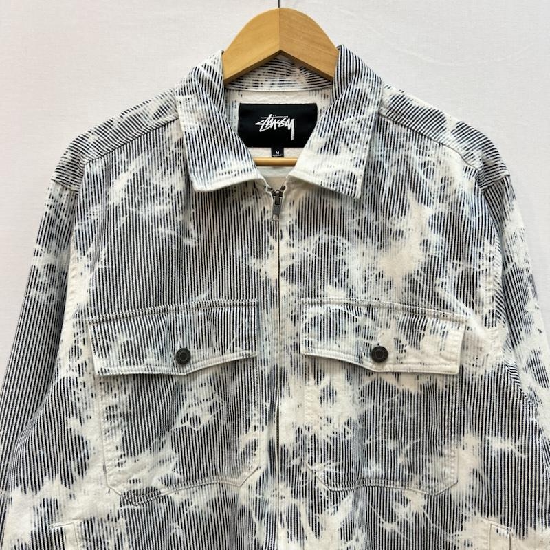 ステューシー STUSSY ジャケット、上着 ジャンパー、ブルゾン ブリーチ加工 ヒッコリーストライプ ガレージジャケット M メンズ USED 古着 中古 50159066