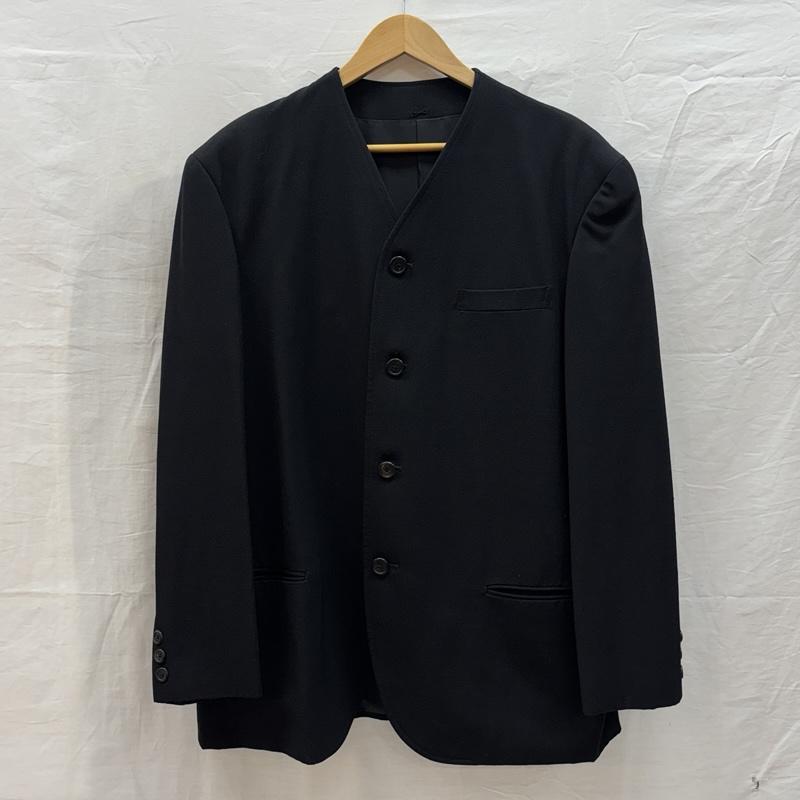 ワイズフォーメン Y s for men ジャケット、上着 ジャケット、ブレザー セットアップ ウール ノーカラー テーラード ジャケット 2タック スラックス パンツ - 黒 / ブラック / black メンズ USED 古着 中古 50159087