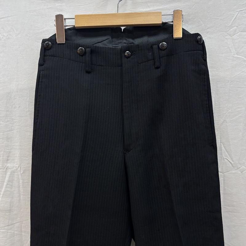 ヨウジヤマモトプールオム Yohji Yamamoto POUR HOMME パンツ スラックス ストライプ サスペンダーボタン テーパード スラックス パンツ S 黒 / ブラック / black メンズ USED 古着 中古 50159088