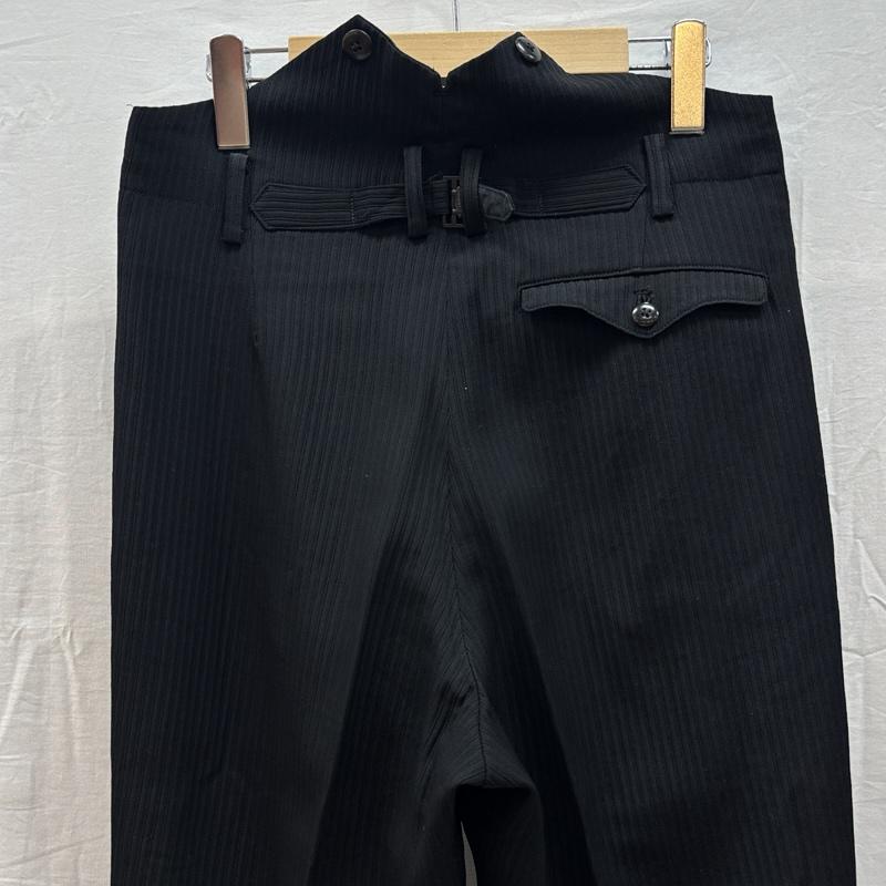 ヨウジヤマモトプールオム Yohji Yamamoto POUR HOMME パンツ スラックス ストライプ サスペンダーボタン テーパード スラックス パンツ S 黒 / ブラック / black メンズ USED 古着 中古 50159088