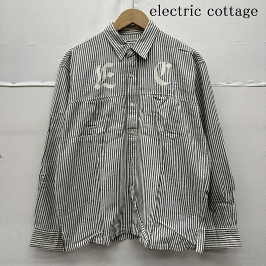 エレクトリックコテージ electric cottage シャツ、ブラウス 長袖 90s アーカイブ ストライプ シャツ - 白 / ホワイト / white X 灰 / グレー / gray メンズ USED 古着 中古 50159103
