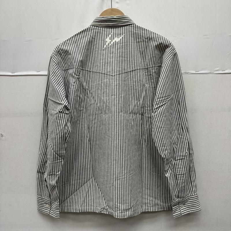 エレクトリックコテージ electric cottage シャツ、ブラウス 長袖 90s アーカイブ ストライプ シャツ - 白 / ホワイト / white X 灰 / グレー / gray メンズ USED 古着 中古 50159103