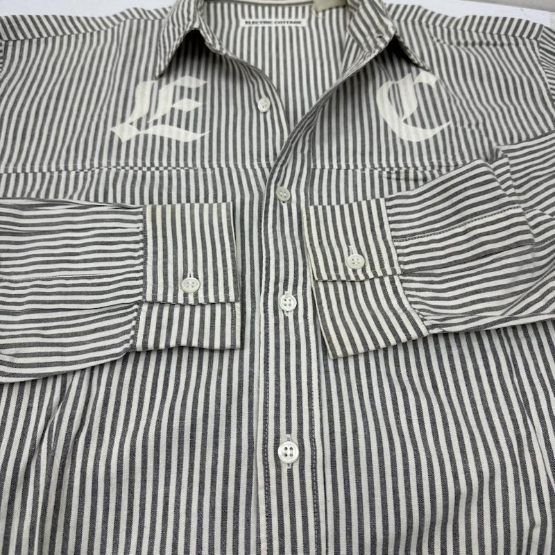 エレクトリックコテージ electric cottage シャツ、ブラウス 長袖 90s アーカイブ ストライプ シャツ - 白 / ホワイト / white X 灰 / グレー / gray メンズ USED 古着 中古 50159103