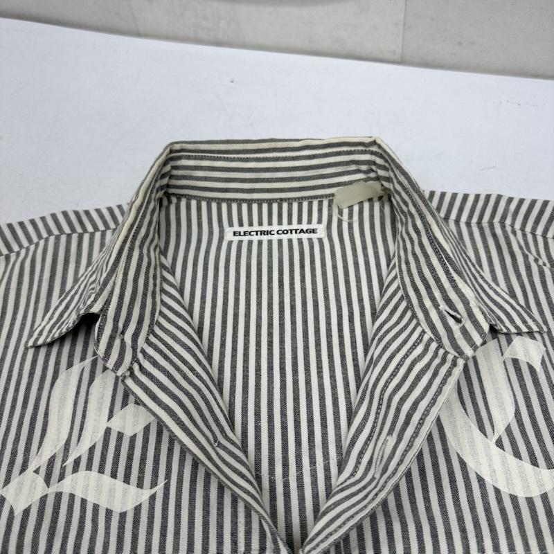 エレクトリックコテージ electric cottage シャツ、ブラウス 長袖 90s アーカイブ ストライプ シャツ - 白 / ホワイト / white X 灰 / グレー / gray メンズ USED 古着 中古 50159103