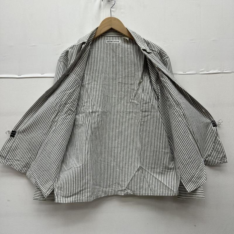 エレクトリックコテージ electric cottage シャツ、ブラウス 長袖 90s アーカイブ ストライプ シャツ - 白 / ホワイト / white X 灰 / グレー / gray メンズ USED 古着 中古 50159103