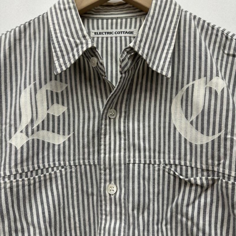 エレクトリックコテージ electric cottage シャツ、ブラウス 長袖 90s アーカイブ ストライプ シャツ - 白 / ホワイト / white X 灰 / グレー / gray メンズ USED 古着 中古 50159103