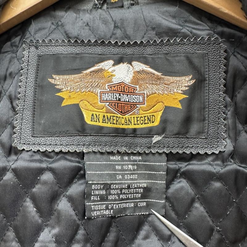ハーレーダビッドソン Harley-Davidson ジャケット、上着 ライダース ファイヤーパターン 刺繍 シングル ライダース レザー ジャケット S 黒 / ブラック / black メンズ USED 古着 中古 50159104