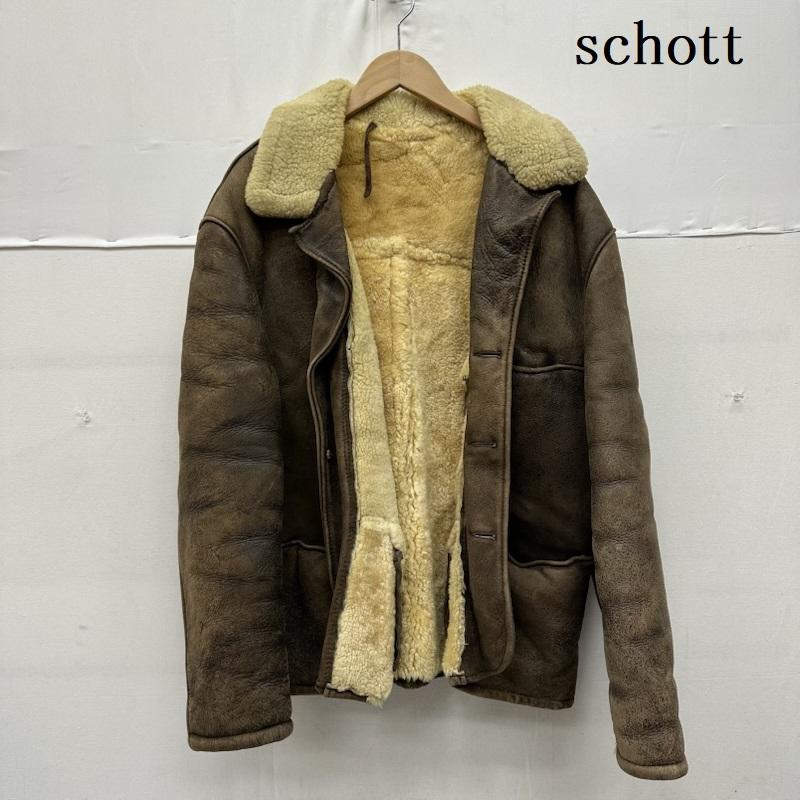 ショット schott ジャケット、上着 レザージャケット 80s USA製 茶タグ ボア ムートン レザー ジャケット 42 茶 / ブラウン / brown メンズ USED 古着 中古 50159106
