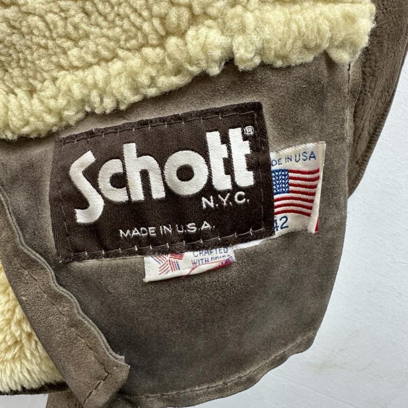 ショット schott ジャケット、上着 レザージャケット 80s USA製 茶タグ ボア ムートン レザー ジャケット 42 茶 / ブラウン / brown メンズ USED 古着 中古 50159106
