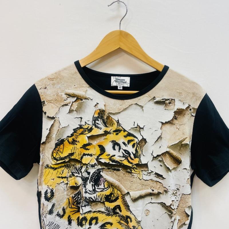 ヴィヴィアンウエストウッドマン Vivienne Westwood MAN Tシャツ 半袖 タイガーウォール オーブ 刺繍 Tシャツ 46 メンズ USED 古着 中古 50159113