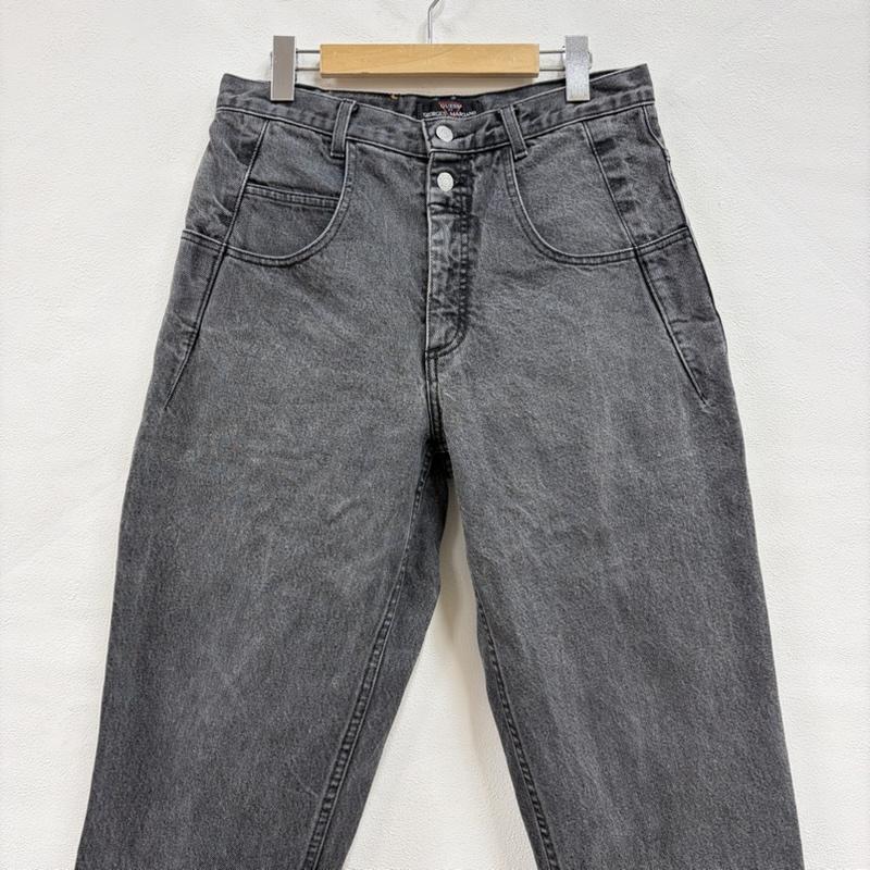ゲス Guess パンツ デニム、ジーンズ 90s USA製 テーパード ブラックデニム ヴィンテージ 三角ロゴ 32インチ ロゴ、文字 黒 / ブラック / black メンズ USED 古着 中古 50159121