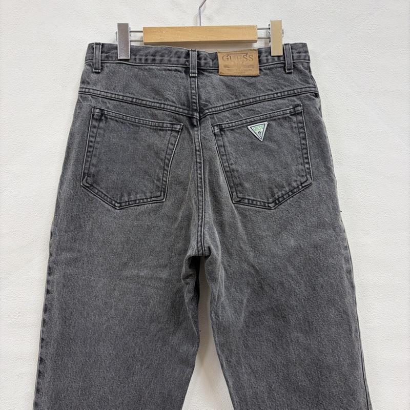 ゲス Guess パンツ デニム、ジーンズ 90s USA製 テーパード ブラックデニム ヴィンテージ 三角ロゴ 32インチ ロゴ、文字 黒 / ブラック / black メンズ USED 古着 中古 50159121