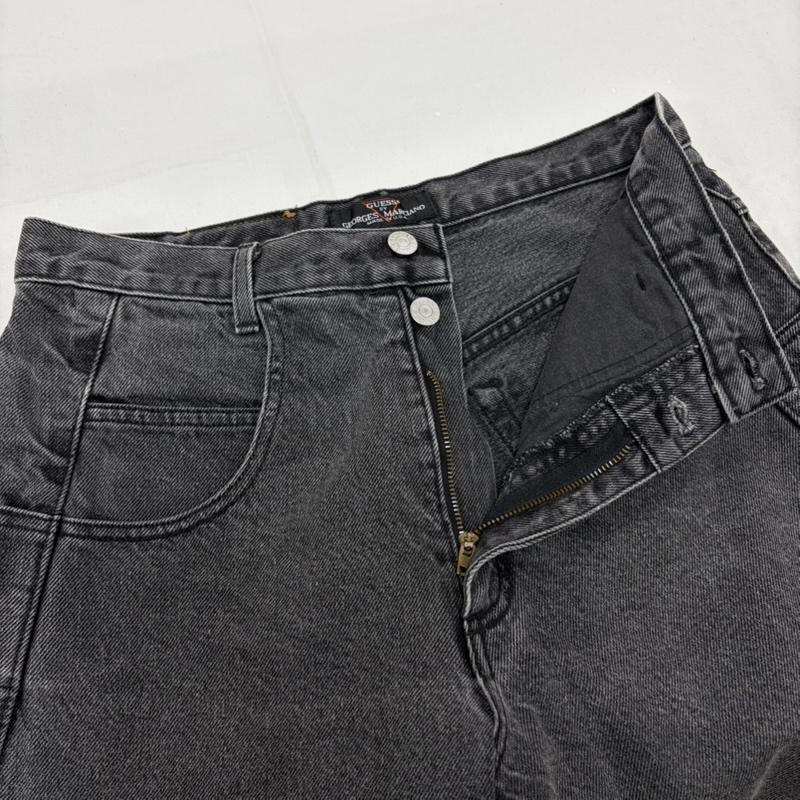 ゲス Guess パンツ デニム、ジーンズ 90s USA製 テーパード ブラックデニム ヴィンテージ 三角ロゴ 32インチ ロゴ、文字 黒 / ブラック / black メンズ USED 古着 中古 50159121