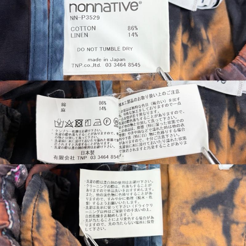 ノンネイティブ nonnative パンツ ワークパンツ、ペインターパンツ タイダイ イージーパンツ 日本製 リラックスフィット 1 茶 / ブラウン / brown X 紺 / ネイビー / navy メンズ USED 古着 中古 50159123