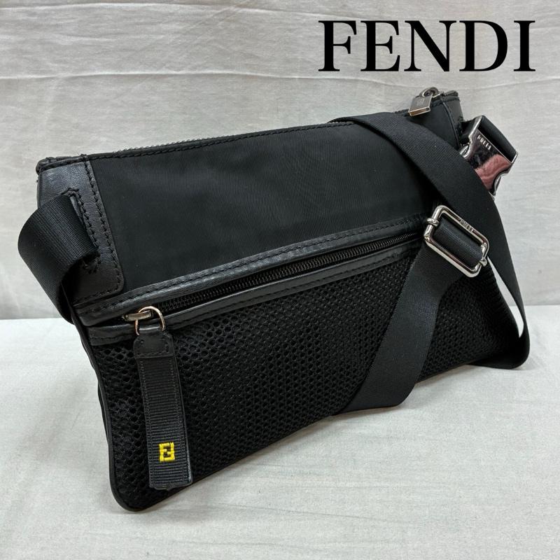 フェンディ FENDI ボディバッグ ボディバッグ ナイロン レザー メッシュ クロス ボディ ウエスト バッグ - ワンポイント X ロゴ、文字 メンズ USED 古着 中古 50159130