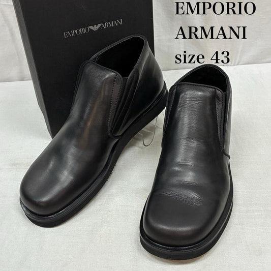 エンポリオアルマーニ EMPORIO ARMANI ブーツ ショートブーツ スクエアトゥ レザー ショート ブーツ 革靴 イタリア製 43 27.0cm メンズ USED 古着 中古 50159133