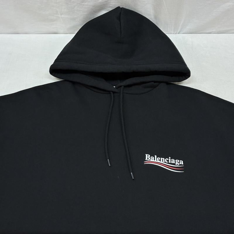 バレンシアガ BALENCIAGA パーカー 半袖 キャンペーン ロゴ プルオーバー スウェット パーカー フーディー S ロゴ、文字 X プリント 黒 / ブラック / black メンズ USED 古着 中古 50159149