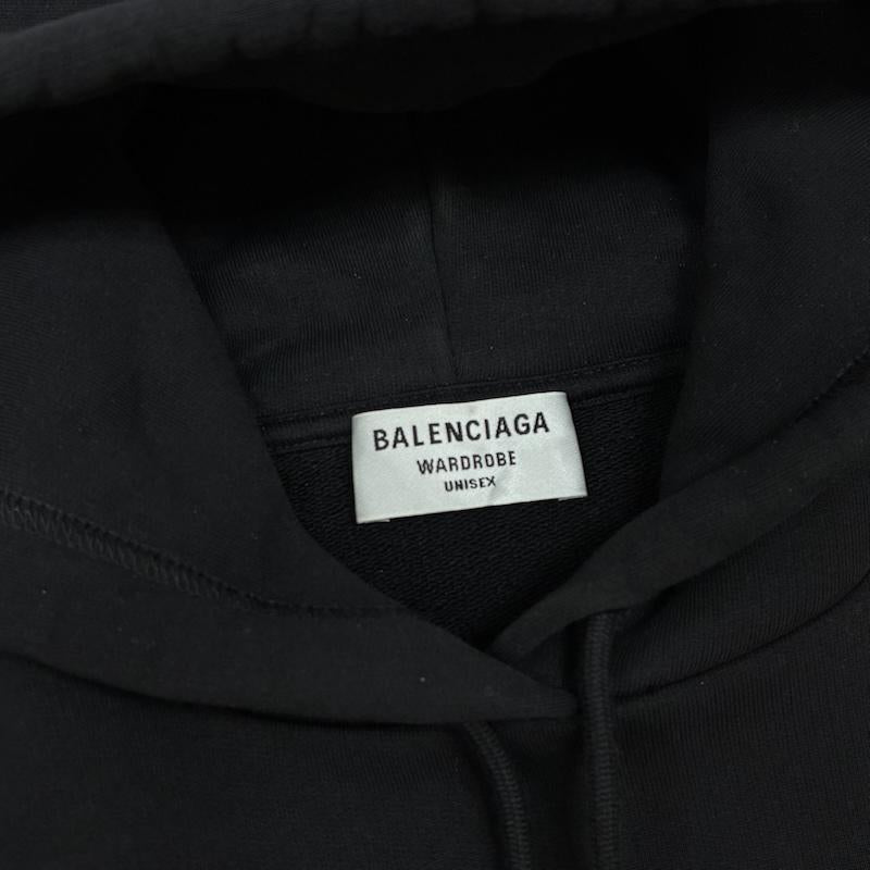 バレンシアガ BALENCIAGA パーカー 半袖 キャンペーン ロゴ プルオーバー スウェット パーカー フーディー S ロゴ、文字 X プリント 黒 / ブラック / black メンズ USED 古着 中古 50159149