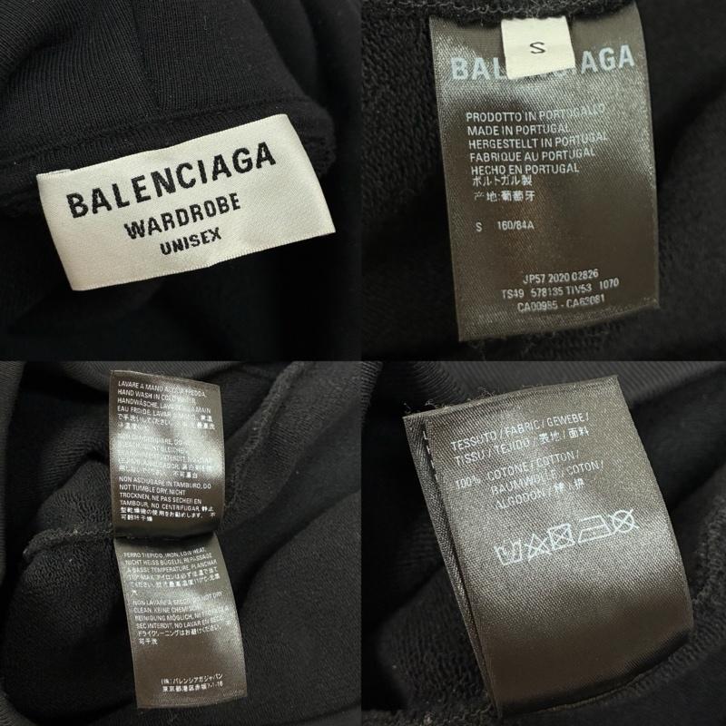 バレンシアガ BALENCIAGA パーカー 半袖 キャンペーン ロゴ プルオーバー スウェット パーカー フーディー S ロゴ、文字 X プリント 黒 / ブラック / black メンズ USED 古着 中古 50159149