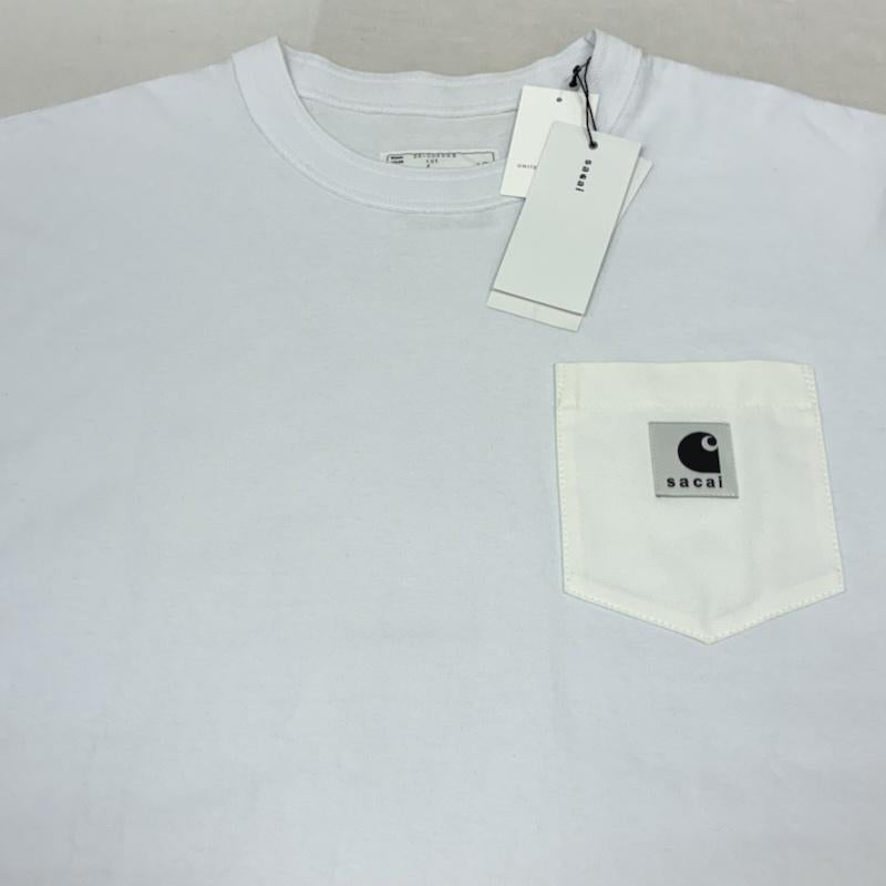 サカイ Sacai Tシャツ 半袖 Carhartt WIP カーハート コラボ 25AW Cotton Jersey T-Shirt ポケット Tシャツ 25-00995S 4 ロゴ、文字 白 / ホワイト / white メンズ USED 古着 中古 50159151