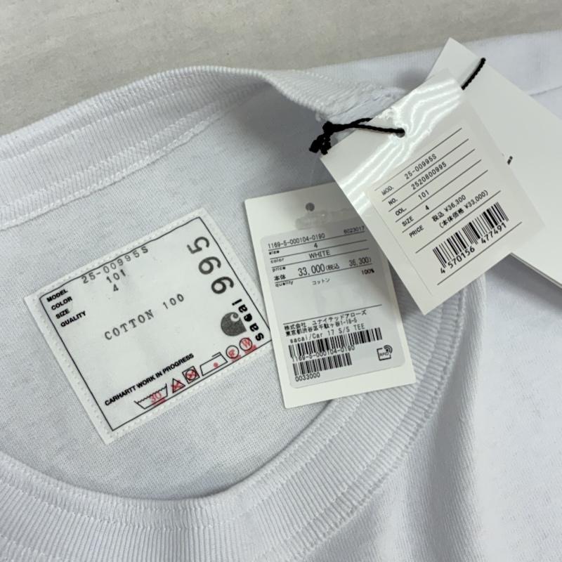 サカイ Sacai Tシャツ 半袖 Carhartt WIP カーハート コラボ 25AW Cotton Jersey T-Shirt ポケット Tシャツ 25-00995S 4 ロゴ、文字 白 / ホワイト / white メンズ USED 古着 中古 50159151
