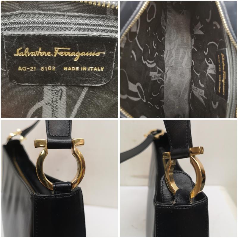 サルヴァトーレフェラガモ Salvatore Ferragamo ショルダーバッグ ショルダーバッグ AQ21-8162 レザー ショルダー バッグ 肩掛け ガンチーニ ゴールド金具 - 黒 / ブラック / black レディース USED 古着 中古 50159154