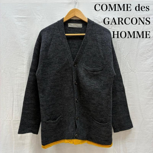 コムデギャルソンオム COMME des GARCONS HOMME カーディガン 長袖 90s 99AW 縮絨 ウール カーディガン 裾カラー切替 HN-070170 アーカイブ - 灰 / グレー / gray X 黄 / イエロー / yellow メンズ USED 古着 中古 50159155