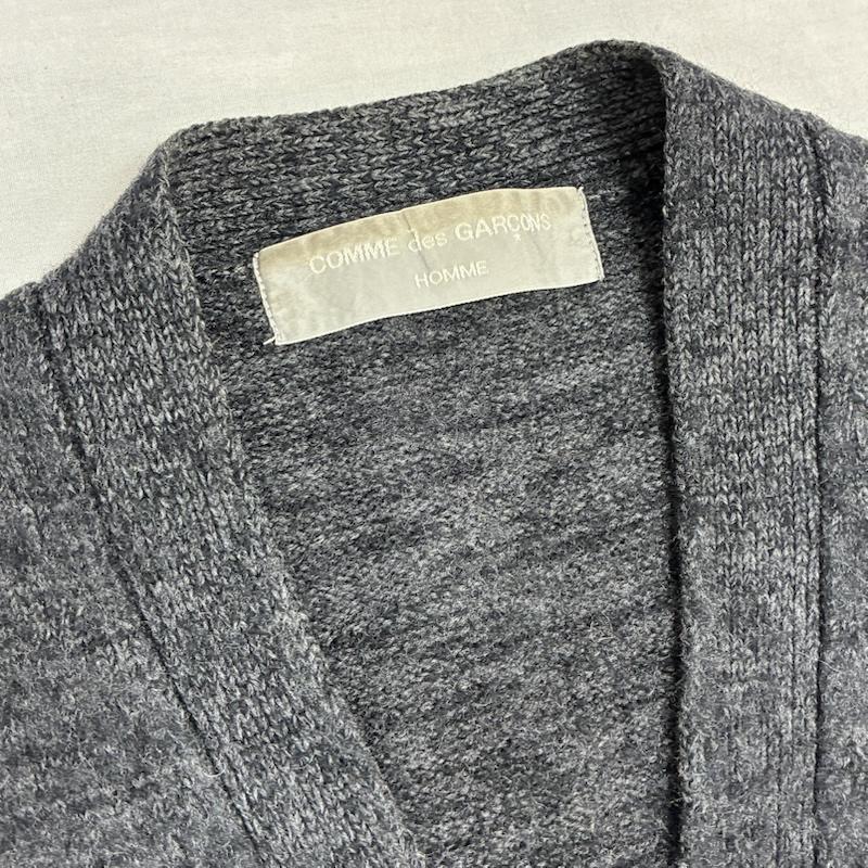 コムデギャルソンオム COMME des GARCONS HOMME カーディガン 長袖 90s 99AW 縮絨 ウール カーディガン 裾カラー切替 HN-070170 アーカイブ - 灰 / グレー / gray X 黄 / イエロー / yellow メンズ USED 古着 中古 50159155