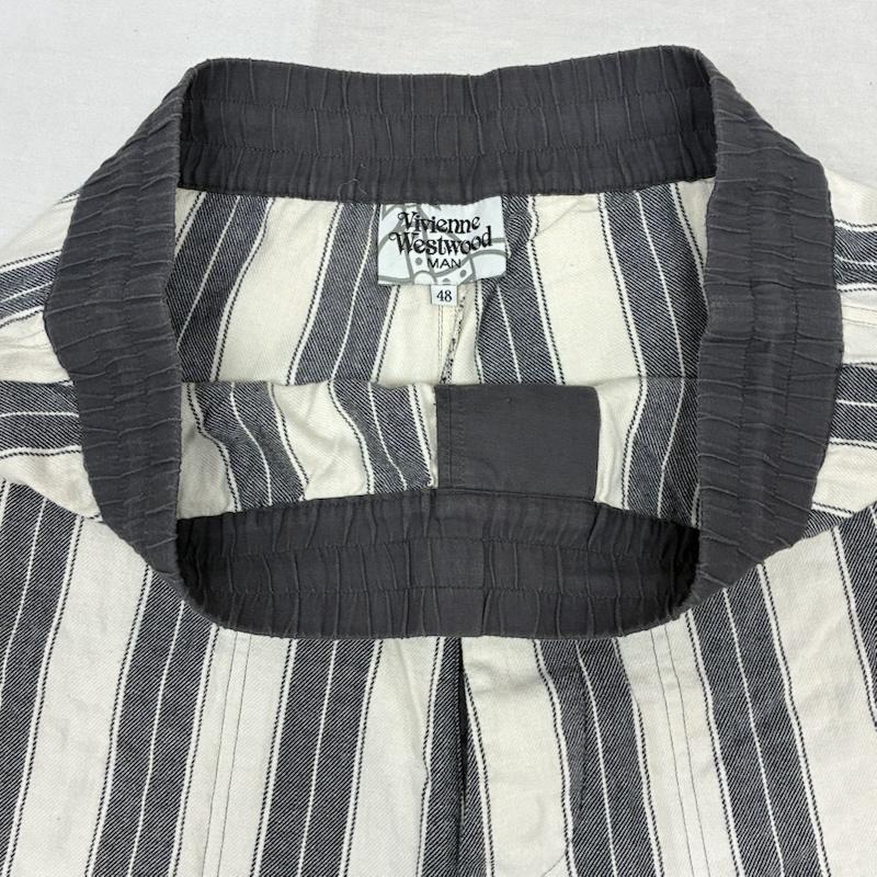 ヴィヴィアンウエストウッドマン Vivienne Westwood MAN パンツ サルエルパンツ カットオフ マルチ ストライプ ジップ ポケット イージー サルエル パンツ 48 ストライプ メンズ USED 古着 中古 50159157