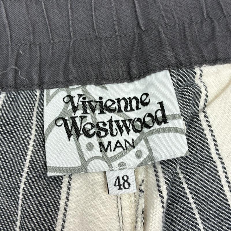 ヴィヴィアンウエストウッドマン Vivienne Westwood MAN パンツ サルエルパンツ カットオフ マルチ ストライプ ジップ ポケット イージー サルエル パンツ 48 ストライプ メンズ USED 古着 中古 50159157