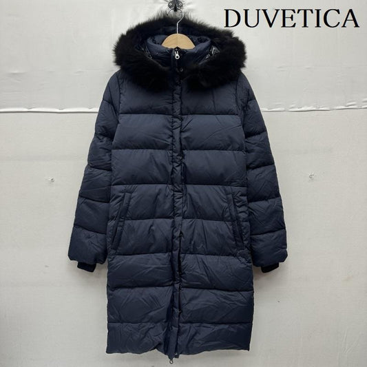 デュベティカ DUVETICA コート ダウンコート DENEBDUE デネブドゥエ フード ファー ダウン コート 192-D8110043N02-11620-FB 38 紺 / ネイビー / navy レディース USED 古着 中古 50159170