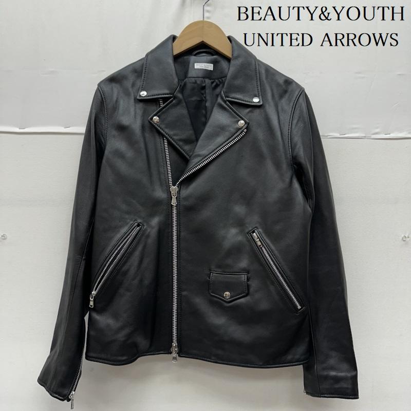 ビューティアンドユースユナイテッドアローズ BEAUTY&YOUTH UNITED ARROWS ジャケット、上着 レザージャケット 羊革 ダブル ライダース ジャケット 1225-199-9373 M 黒 / ブラック / black メンズ USED 古着 中古 50159174