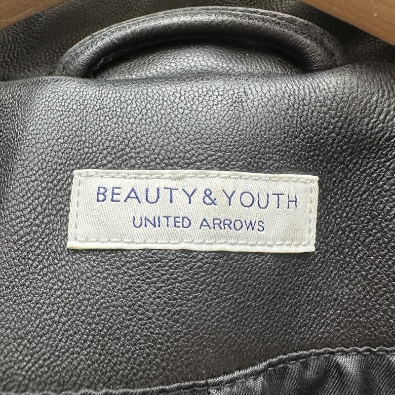 ビューティアンドユースユナイテッドアローズ BEAUTY&YOUTH UNITED ARROWS ジャケット、上着 レザージャケット 羊革 ダブル ライダース ジャケット 1225-199-9373 M 黒 / ブラック / black メンズ USED 古着 中古 50159174